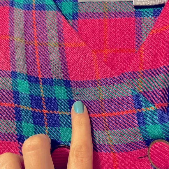 90s bright plaid preppy business dress Sz 6 petite - Picture 6 of 7